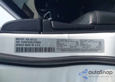 2020 Jeep Grand Cherokee Altitude 4X4 z USA, uszkodzony, nr VIN 1C4RJFAG5LC375033